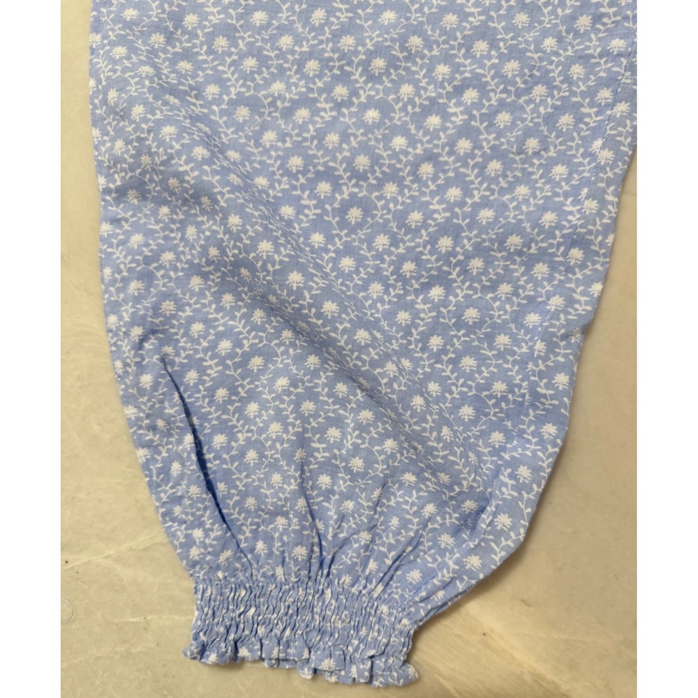 Anthropologie Mable Blue Floral Smocked Crop Top Jogger Pajama Set Womens Size S - Picture 4 of 14